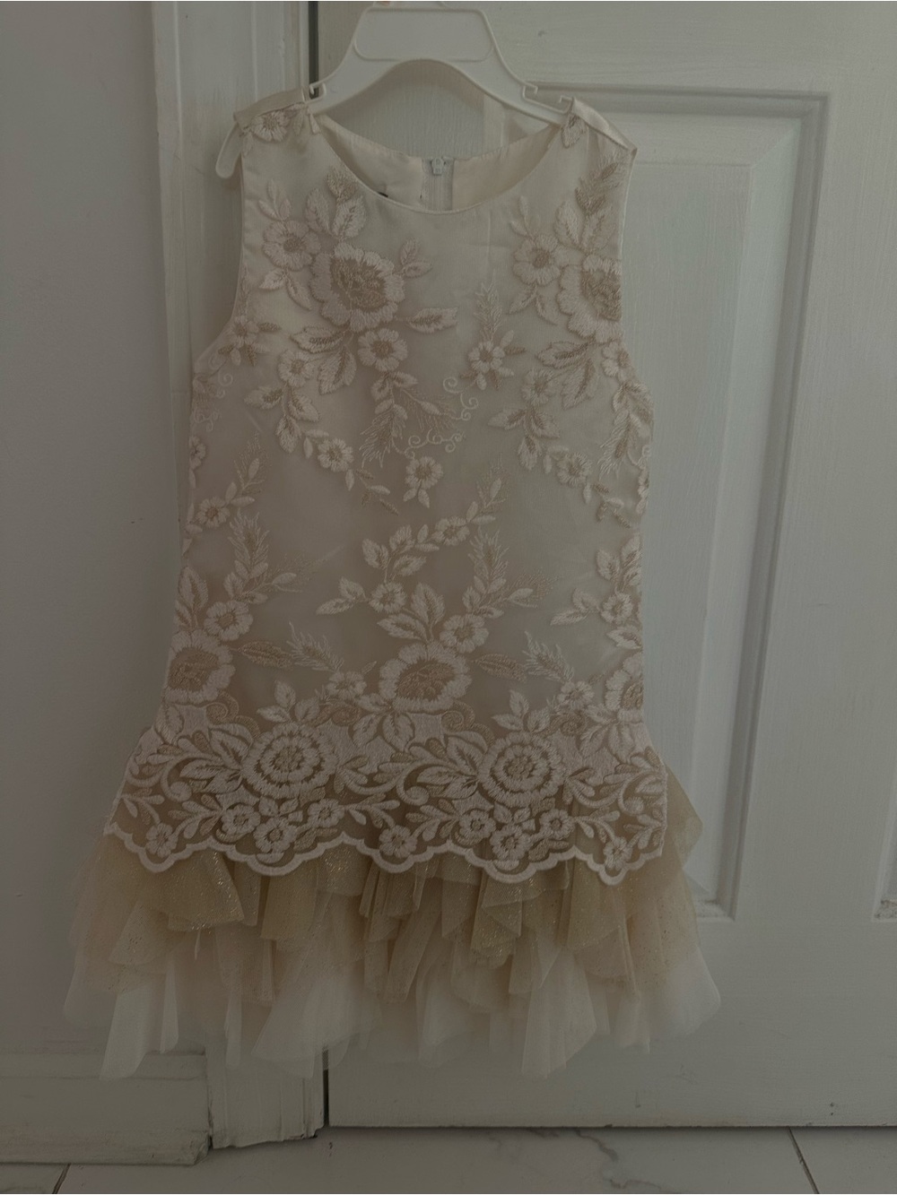 Biscotti Champagne Lace & Tulle Party Dress